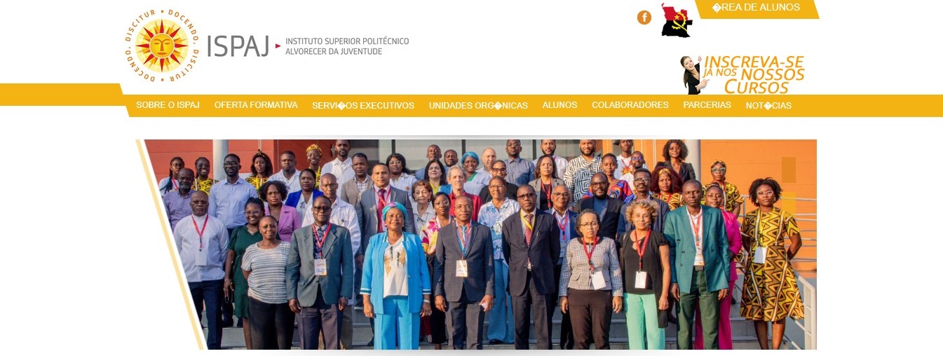 Corpo docente do Instituto Superior Politécnico Alvorecer da Juventude (ISPAJ), localizado em Luanda, Angola. Fonte: https://www.ispaj.net/