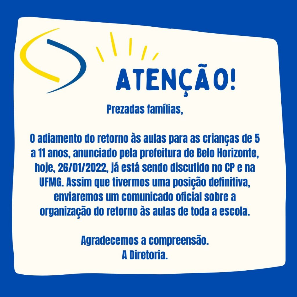 COMUNICADO - Nota sobre adiamento do retorno as aulas